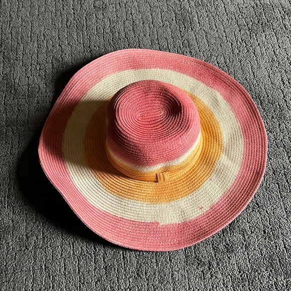 NWOT Scala Collezione Packable Straw Raffia Hat Tangerine Orange Watermelon Pink - Picture 5 of 16